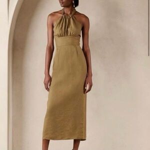 Elegant Halter Neck Dress in Olive